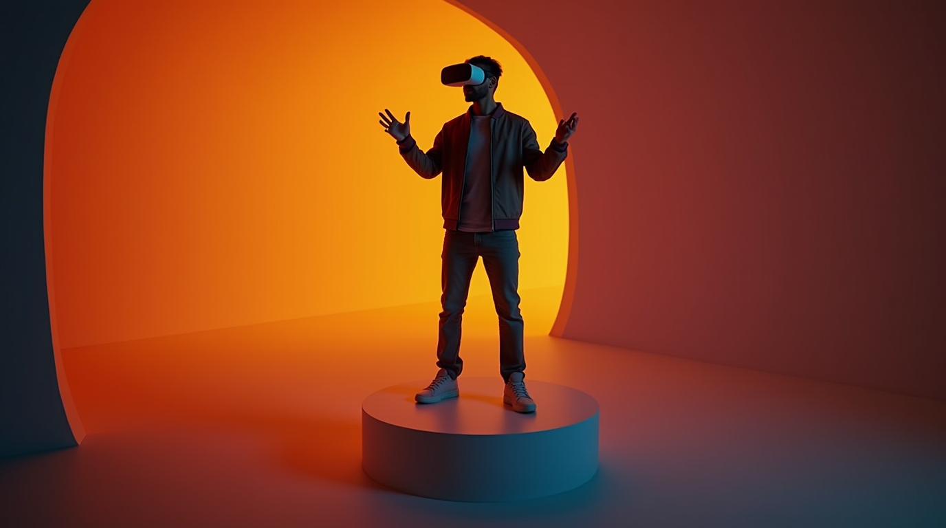 Person using VR in an immersive environment